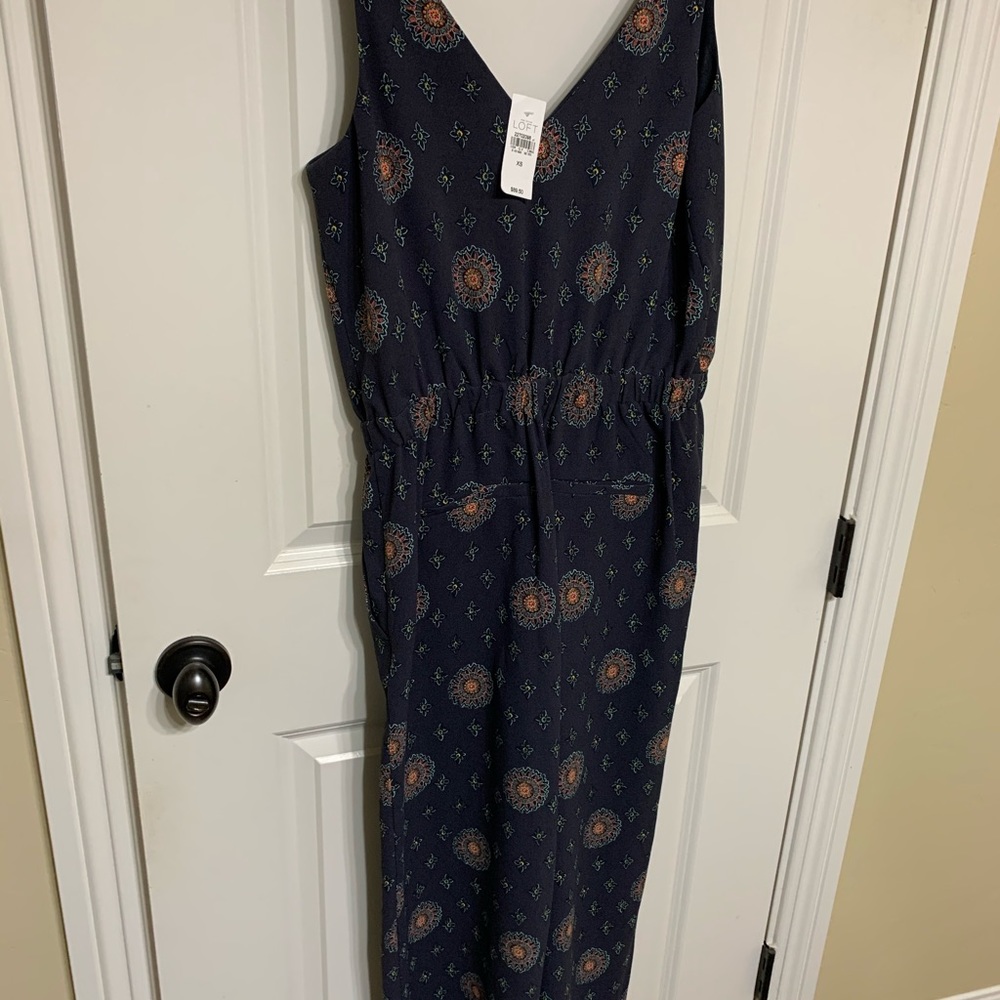 LOFT Navy printed Jumpsuit XS